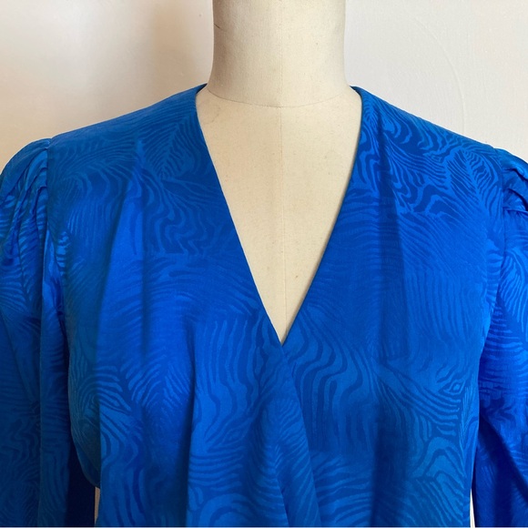 Stanley Sherman Vibrant Royal Blue Jumpsuit 2pc Silk Rose Jacquard Pattern - Picture 5 of 15